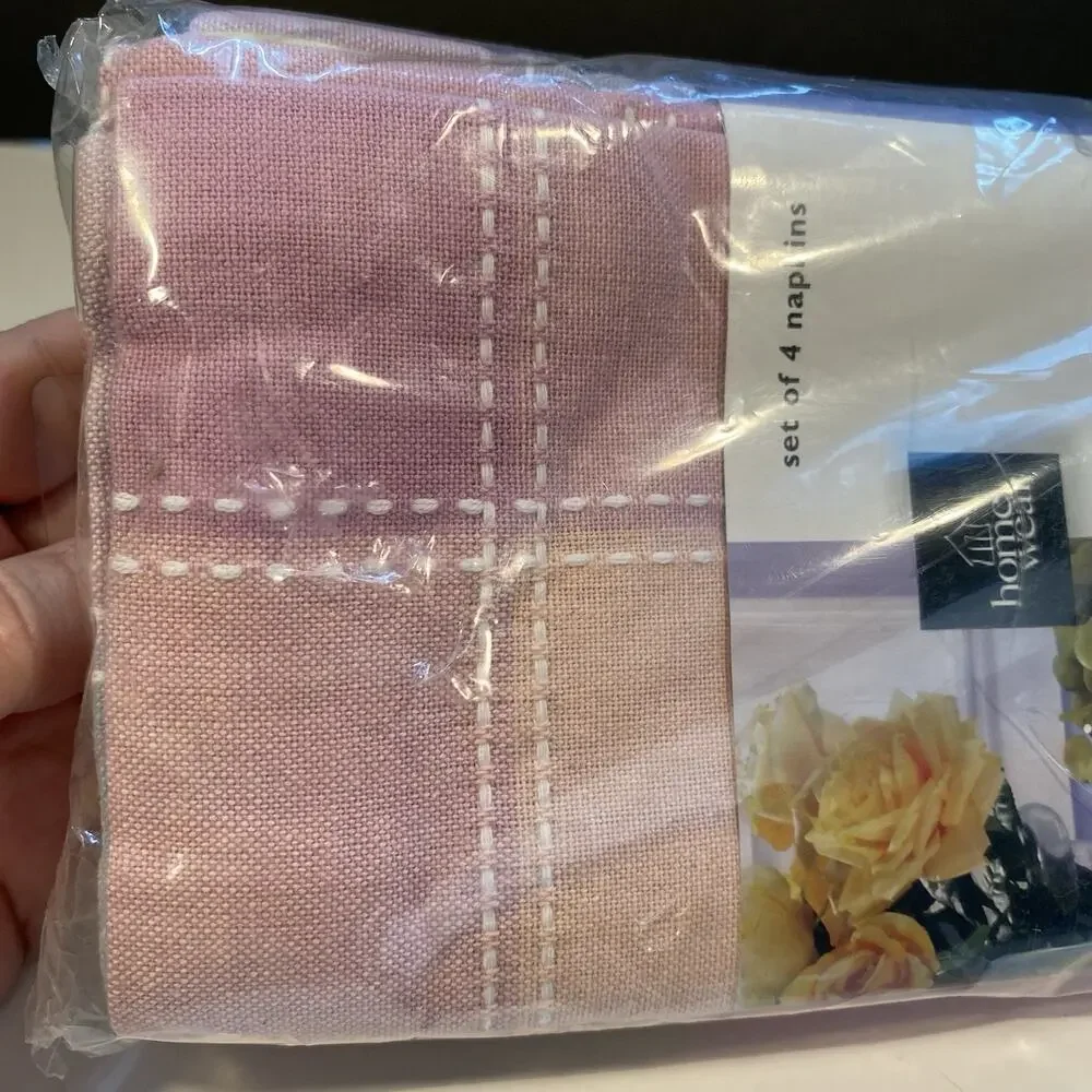 Home Wear Spring Breeze Hemstitch Napkins Pastel Plaid 100% Cotton